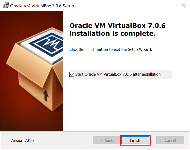 VirtualBox7.0.6インストール成功画面